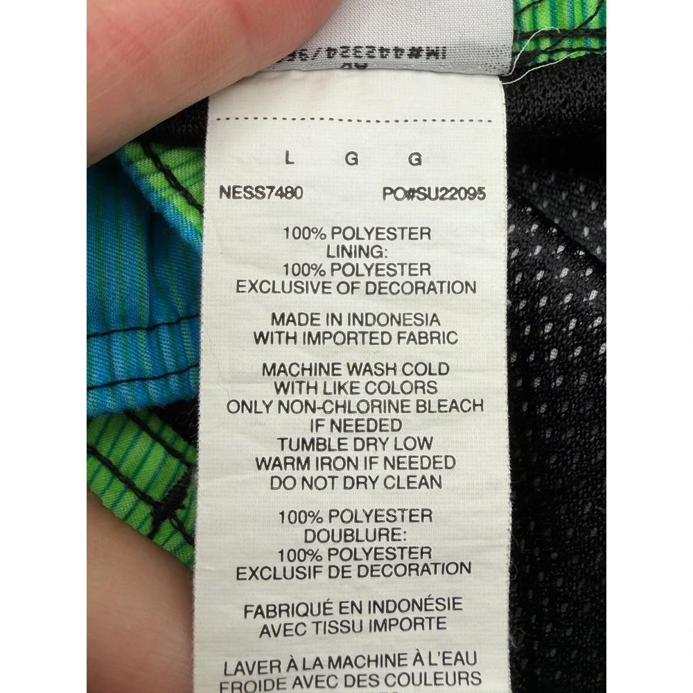 Nike Swim Trunks Men Large‎ Blue Green Striped Board Shorts NESS7480